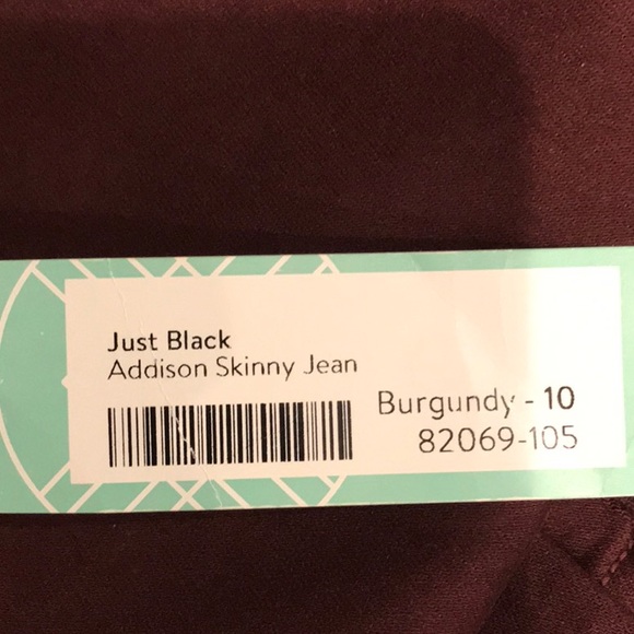 Addison Skinny Jeans Dark Burgundy Wine color - Picture 4 of 4